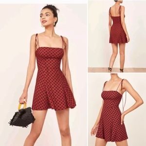 REFORMATION Presley Dress Red Black Floral Daisy 0